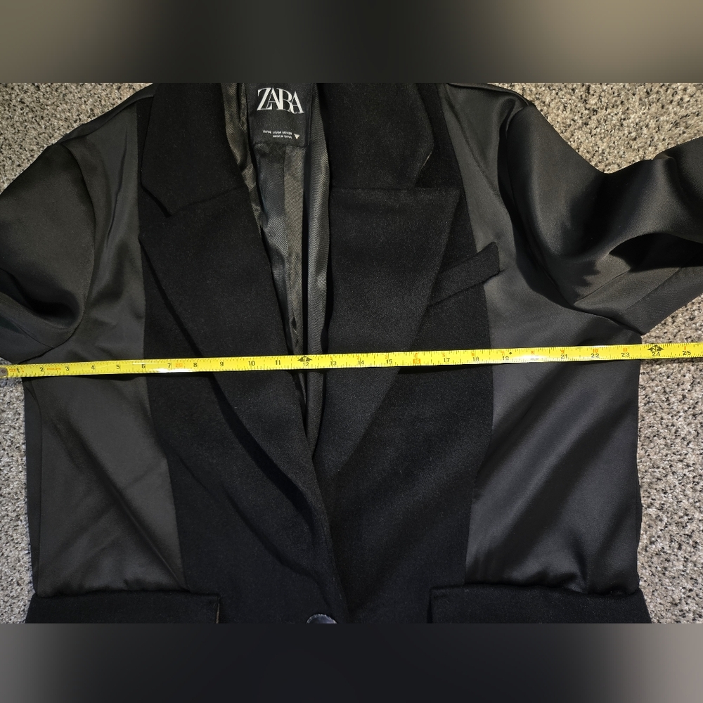 Zara Oversized Black Blazer Style Coat Duel Fabric Size Medium Womens EUC - Picture 10 of 11